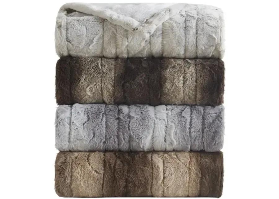 Beautyrest Zuri Tan Faux Fur Heated Wrap with Built-in Controller