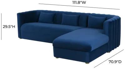 Callie Navy Velvet Sectional - Right Arm