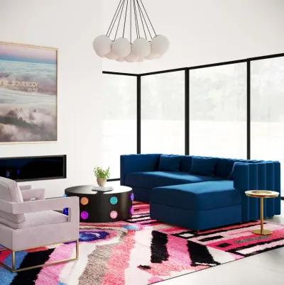 Callie Navy Velvet Sectional - Right Arm