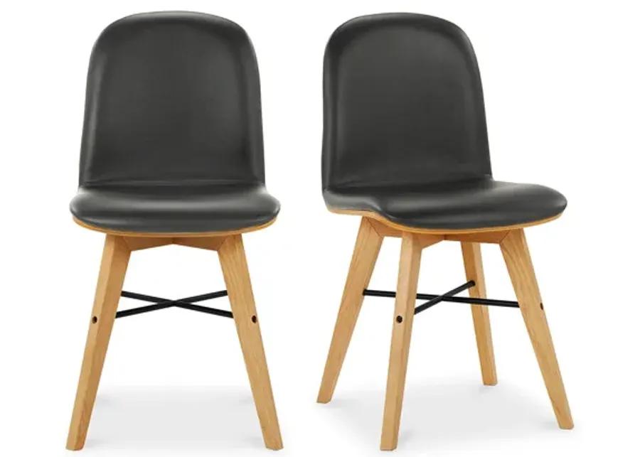 NAPOLI LEATHER DINING CHAIR BLACK-SET OF TWO