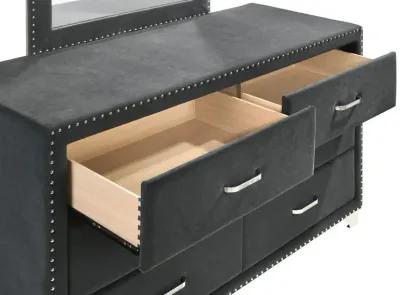 Melody 6-drawer Upholstered Dresser Grey