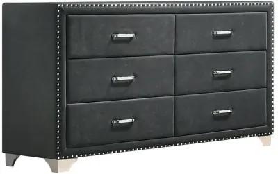 Melody 6-drawer Upholstered Dresser Grey