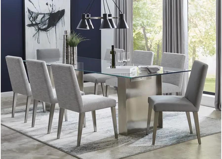 Omnia Dining Chair in Smoke Velvet and Brushed Stainless Steel