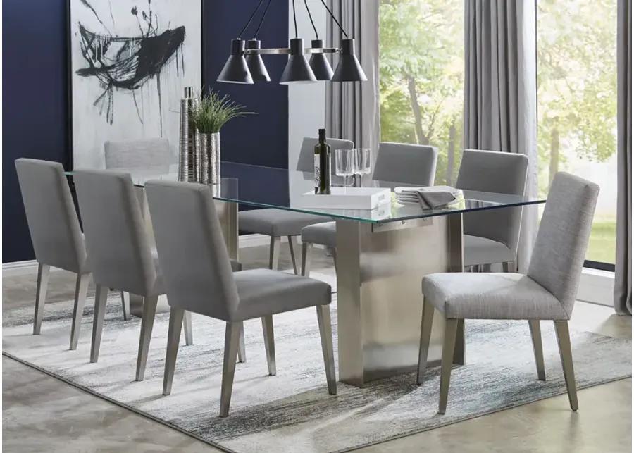 Omnia Dining Chair in Smoke Velvet and Brushed Stainless Steel