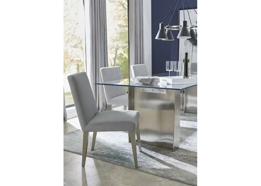 Omnia Dining Chair in Smoke Velvet and Brushed Stainless Steel