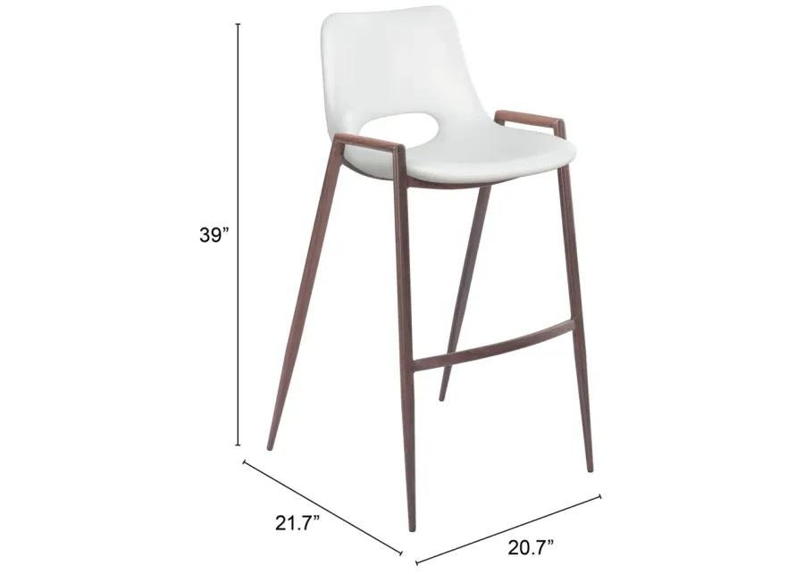 Desi Barstool (Set of 2) White & Walnut