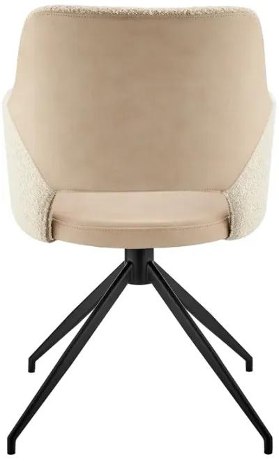 Darcie Armchair in Ivory Leatherette and Fabric with Black Base - Set of 1