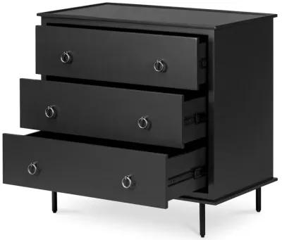 Reagan 3 Drawer Nightstand Black