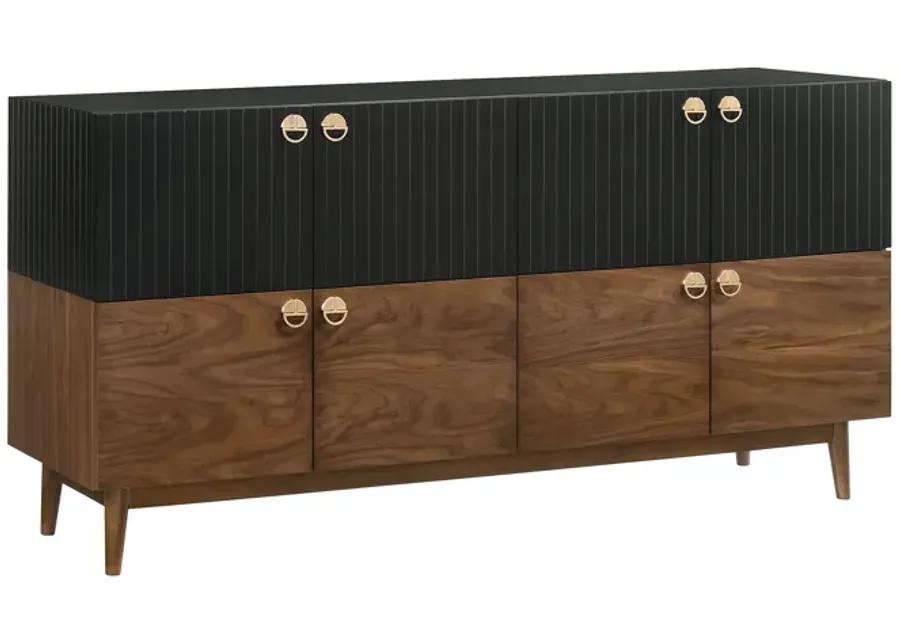 Amigo Black Veneer and Walnut Wood Buffet