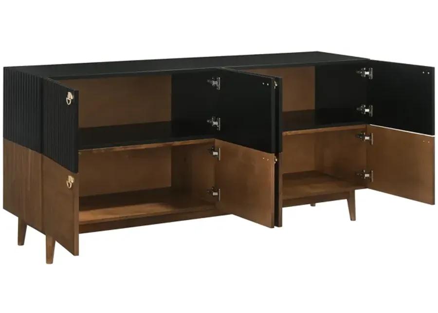 Amigo Black Veneer and Walnut Wood Buffet