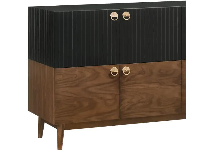 Amigo Black Veneer and Walnut Wood Buffet