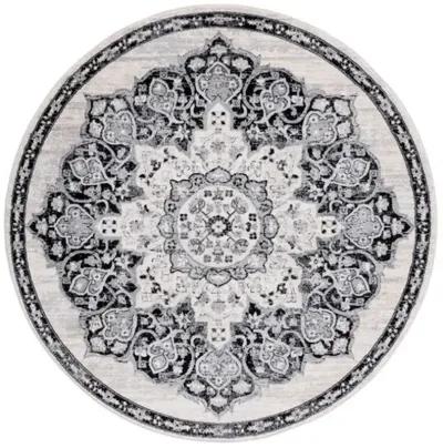 Brentwood 802 Ivory / Black 6'-7" X 6'-7" Round Round Powerloomed Rug