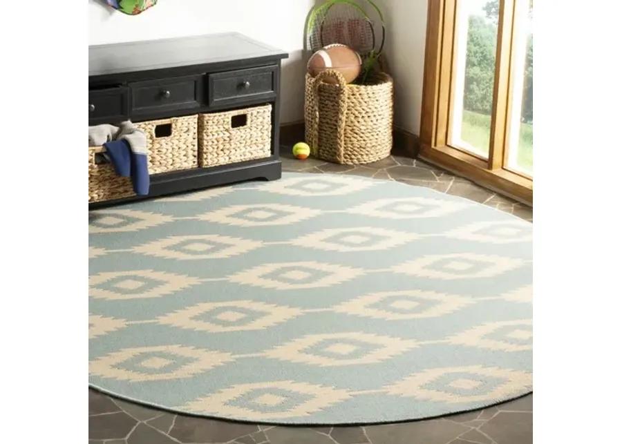 LINDEN 171 Collection LND171L-6R Cream / Aqua 6'-7" X 6'-7" Round