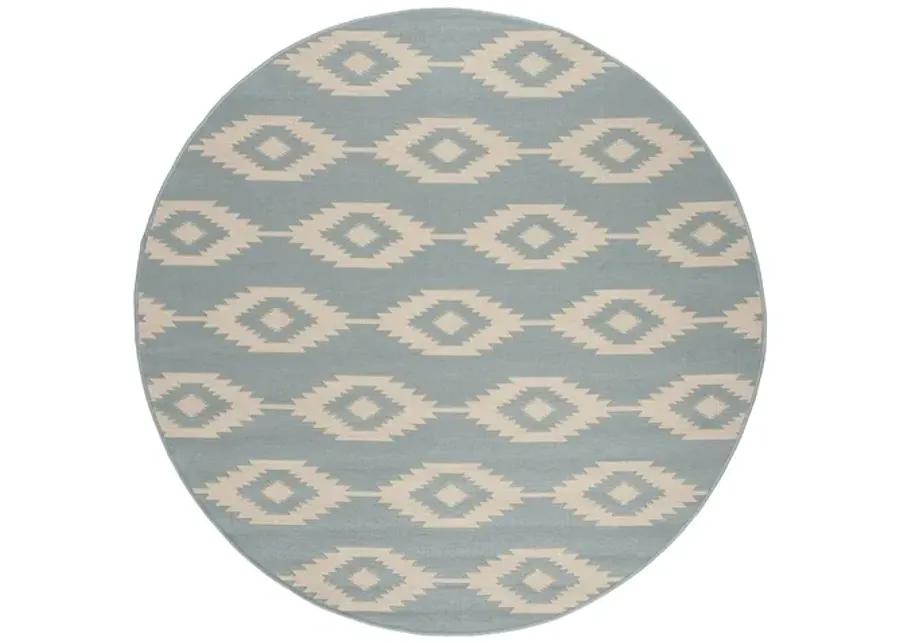 LINDEN 171 Collection LND171L-6R Cream / Aqua 6'-7" X 6'-7" Round