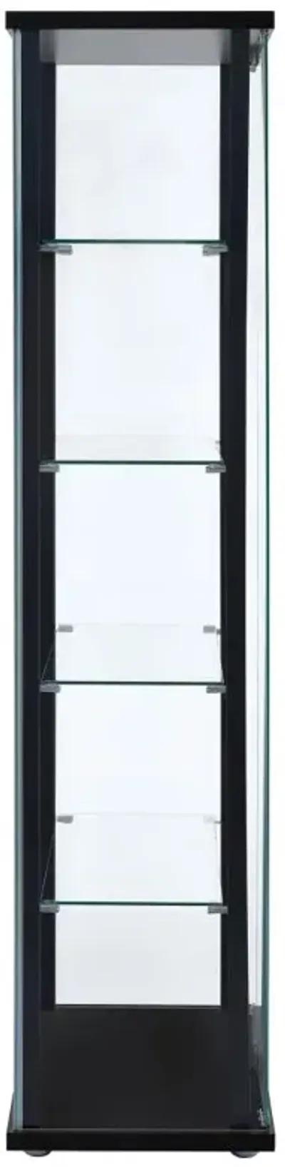 Delphinium 5-shelf Glass Curio Cabinet Black and Clear