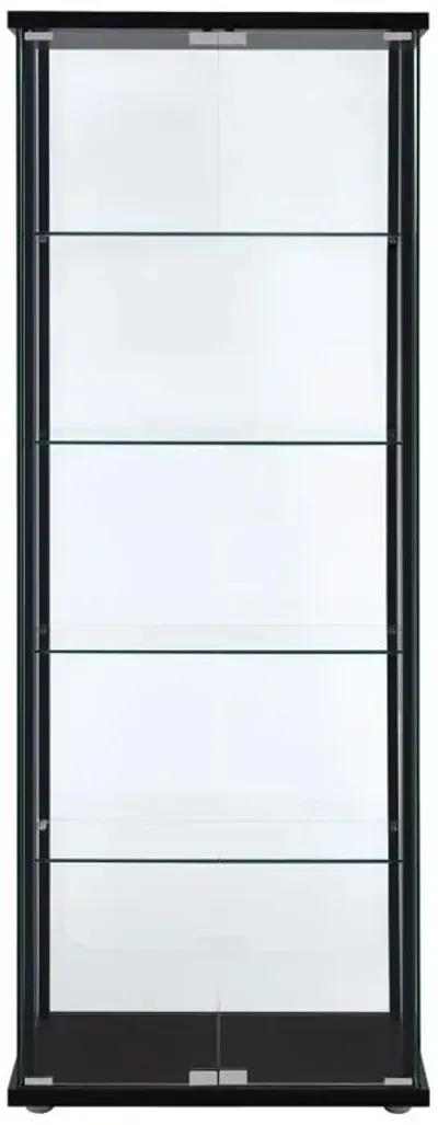 Delphinium 5-shelf Glass Curio Cabinet Black and Clear