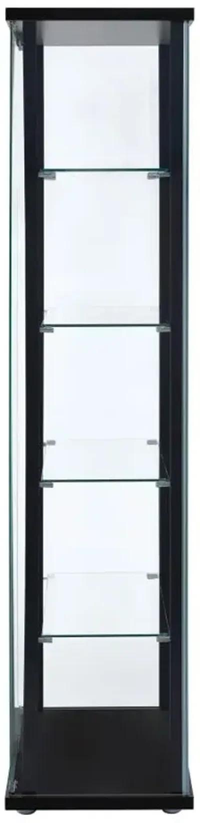 Delphinium 5-shelf Glass Curio Cabinet Black and Clear