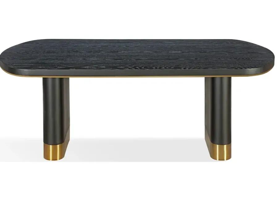 Doheny Wood and Metal Oval Dining Table in Black and Brass