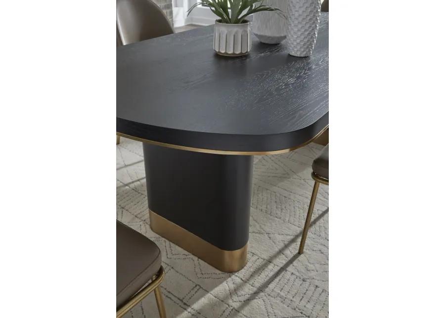 Doheny Wood and Metal Oval Dining Table in Black and Brass