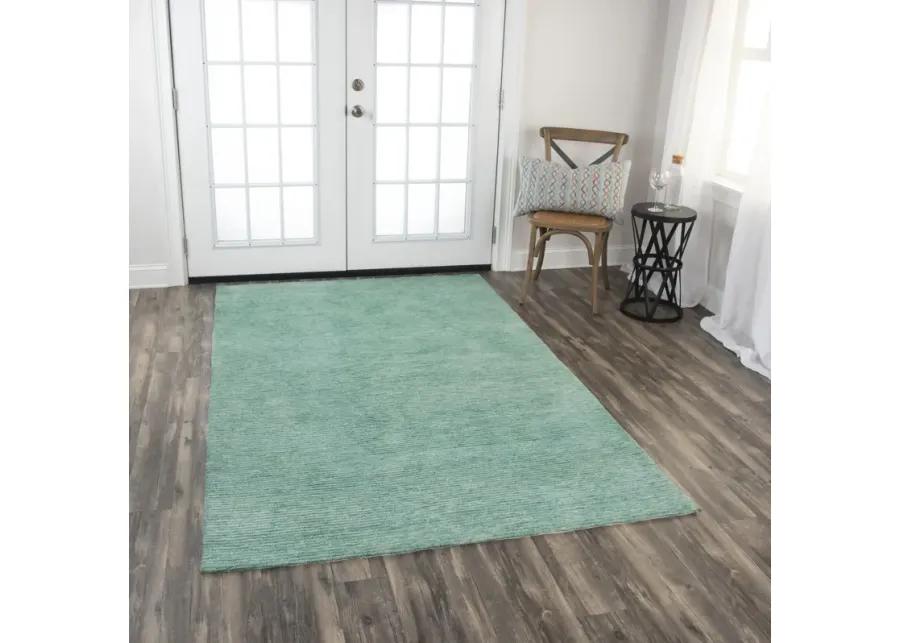 Mason Park Aqua / Blue Solid/Tone on Tone Recycled Polyester 8'6" x 11'6" Rectangle Rug