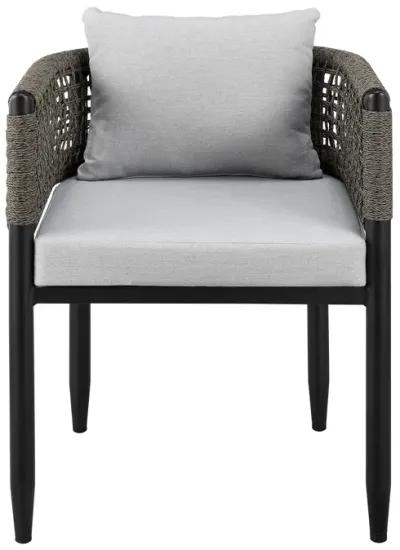 Felicia Outdoor Patio Dining Chair in Aluminum with Gray Rope and Cushions - Set of 2