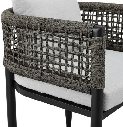 Felicia Outdoor Patio Dining Chair in Aluminum with Gray Rope and Cushions - Set of 2