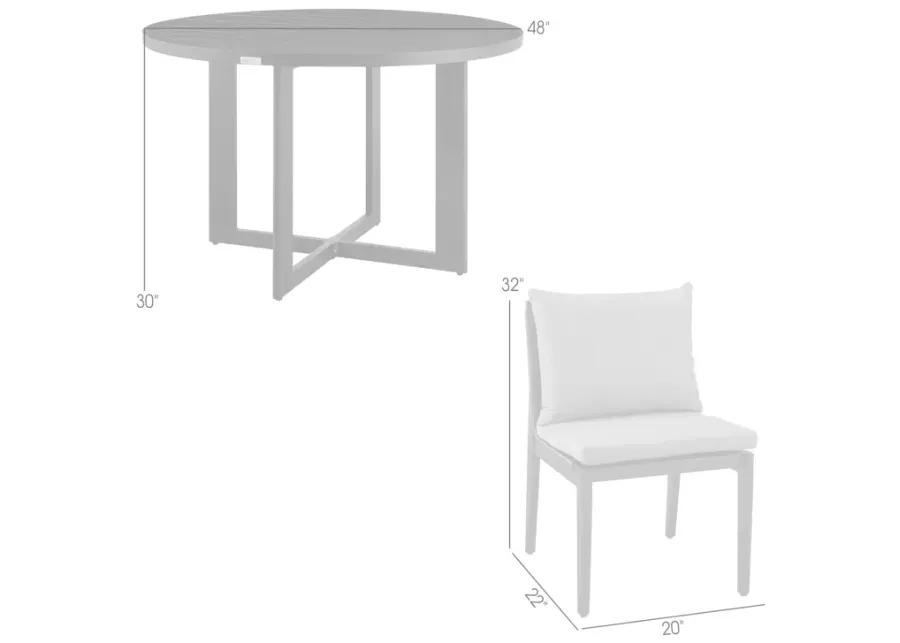 Grand Outdoor Patio 5-Piece Round Dining Table Set in Aluminum with Gray Cushions