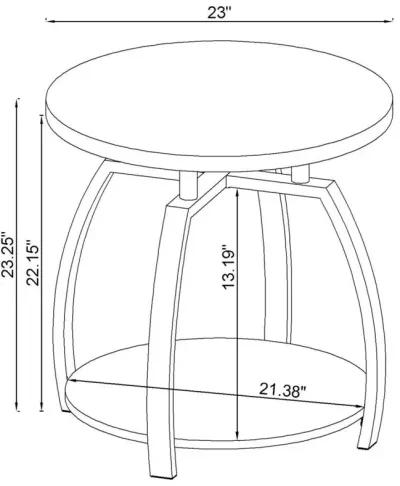 Dacre Round End Table Dark Grey and Black Nickel