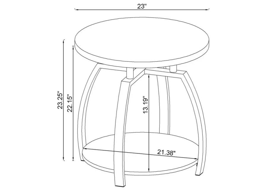 Dacre Round End Table Dark Grey and Black Nickel