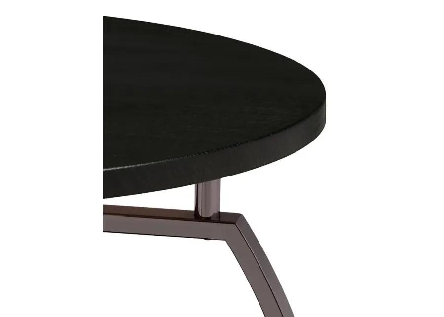 Dacre Round End Table Dark Grey and Black Nickel