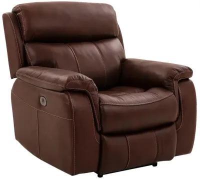 Montague Dual Power Headrest and Lumbar Support Recliner Chair in Genuine Brown Leather