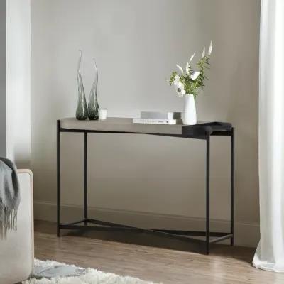 Dua Concrete and Black Metal Modern Console Table