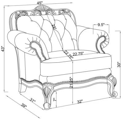 Victoria Upholstered Tufted Living Room Set Brown