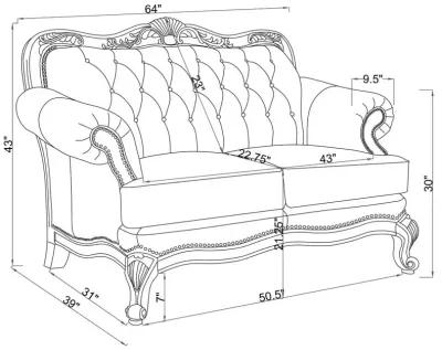 Victoria Upholstered Tufted Living Room Set Brown