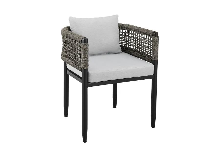 Alegria Outdoor Patio 7-Piece Dining Table Set in Aluminum with Grey Rope and Cushions