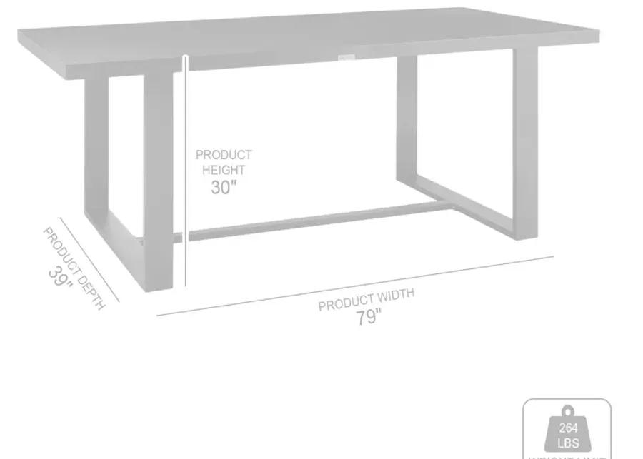 Alegria Outdoor Patio 7-Piece Dining Table Set in Aluminum with Grey Rope and Cushions