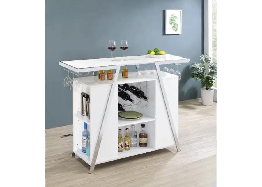 Araceli Home Bar Wine Cabinet White High Gloss and Chrome