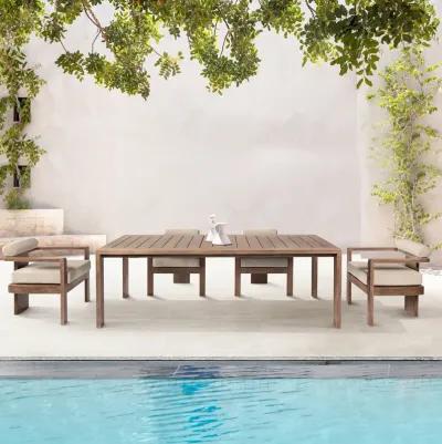 Relic Outdoor Patio Dining Table in Weathered Eucalyptus Wood