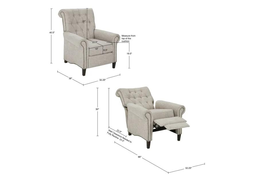 Madison Park Aidan Cream Push Back Recliner