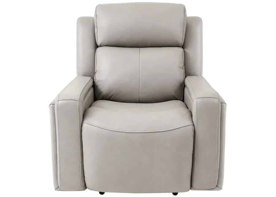 Claude Dual Power Headrest and Lumbar Support Recliner Chair in Light Gray Genuine Leather