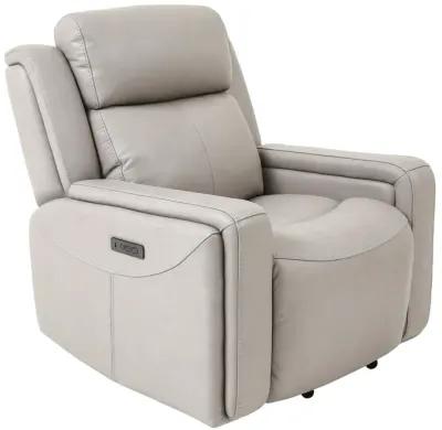 Claude Dual Power Headrest and Lumbar Support Recliner Chair in Light Gray Genuine Leather