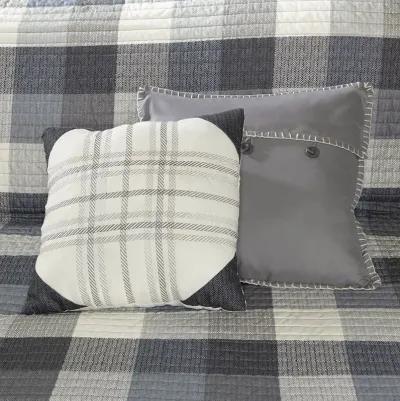 Madison Park Ridge Grey 6 Piece Printed Herringbone Quilt Set with Throw Pillows