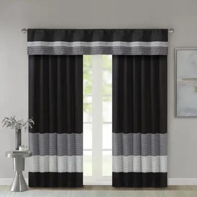 Madison Park Amherst Black Polyoni Pintuck Window Valance