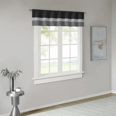 Madison Park Amherst Black Polyoni Pintuck Window Valance