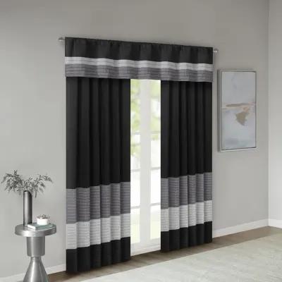 Madison Park Amherst Black Polyoni Pintuck Window Valance