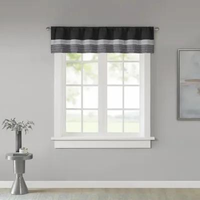 Madison Park Amherst Black Polyoni Pintuck Window Valance