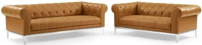 Idyll Tufted Upholstered Leather Sofa and Loveseat Set