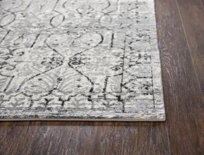 Panache Taupe/Natural Scroll Work Distress Polypropylene 2'3" x 7'7" Runner Rug