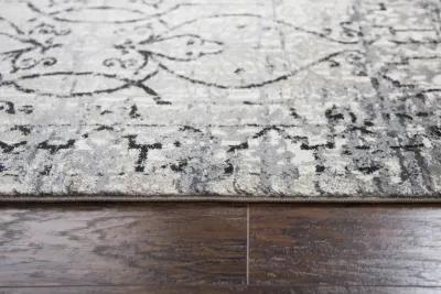 Panache Taupe/Natural Scroll Work Distress Polypropylene 2'3" x 7'7" Runner Rug