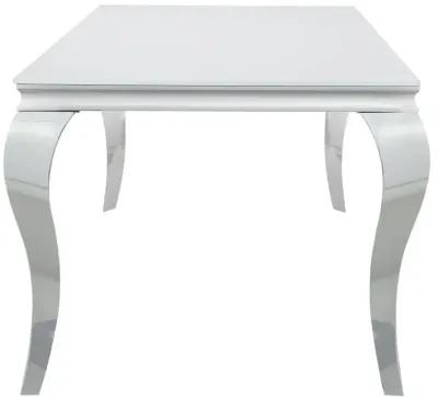 Carone Rectangular Glass Top Dining Table White and Chrome